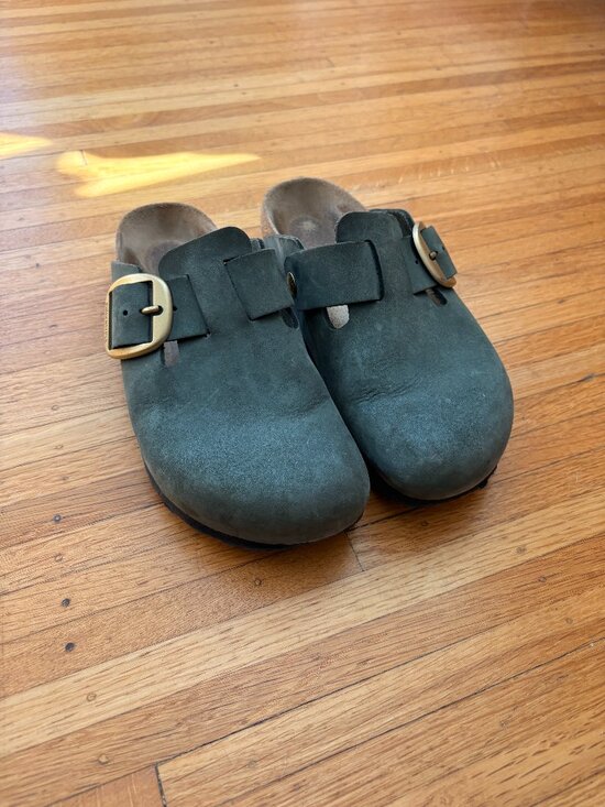 Birkenstock Shoes - Birkenstock Clogs - Green Suede